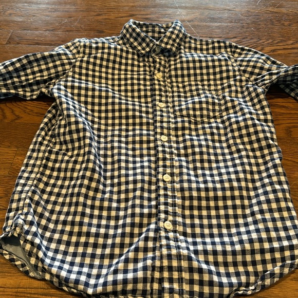 Gap navy blue and white check button down shirt size Large (10) - Picture 3 of 3